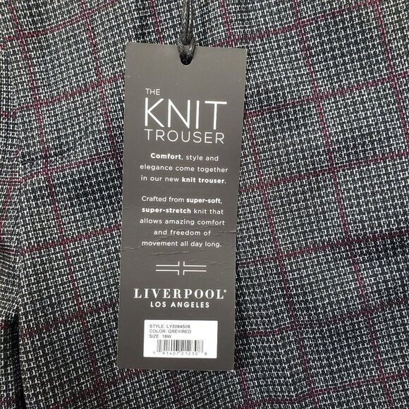 Liverpool Renee Straight Leg Trouser Womens 18W Grey Plaid Pants - Picture 9 of 12